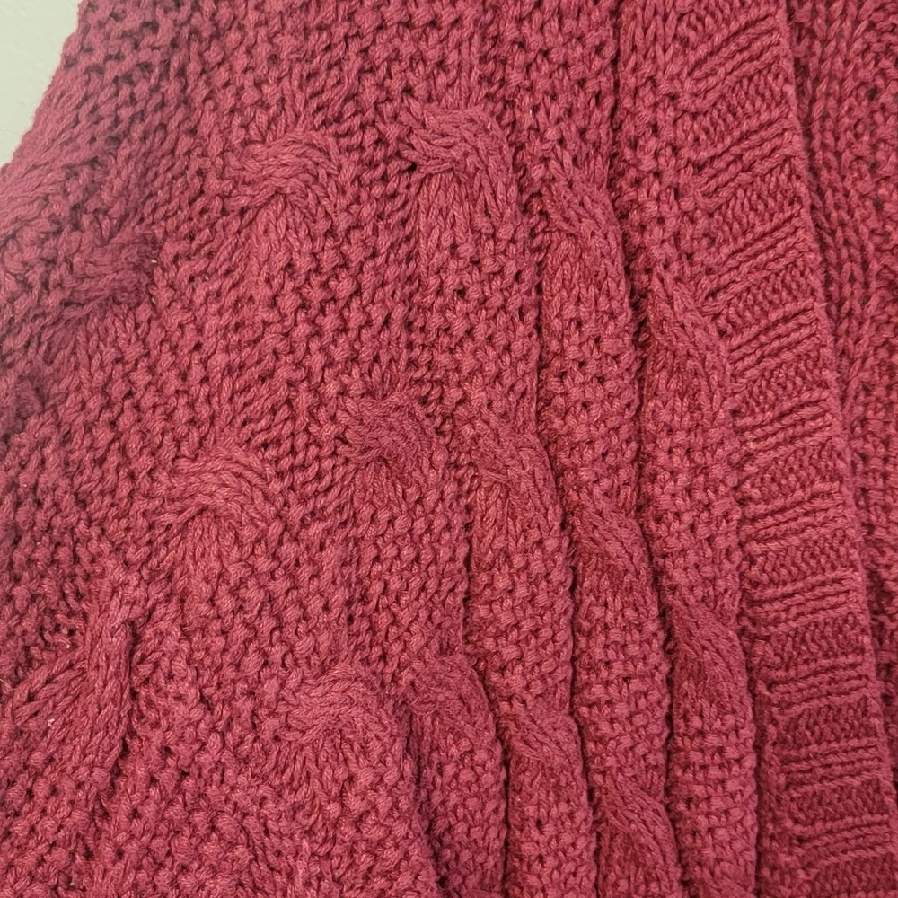 Vintage Roo‎ Crossing Special Hand Knit Cottage Red Sweater Cardigan Size M